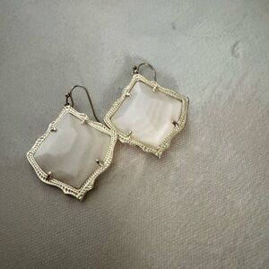 Kendra Scott Gold Kirsten Faceted Drop Earrings in Opaque White